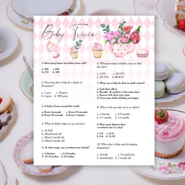 Floral tea party - Baby Trivia | Baby Shower Game (Creator Uploaded)