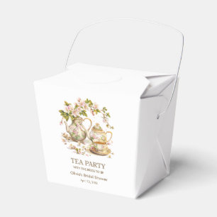 Floral Tea Party Time for Tea Bridal Shower Favor Box