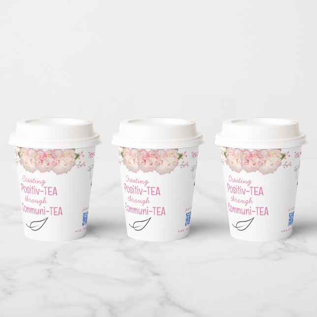 Floral Tea Quotes Custom Paper Coffee Tea  Paper Cups (Multi)