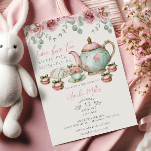 Floral Tea with the Mom-to-be Girl Baby Shower Invitation
