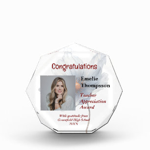 Floral Teacher Appreciation Award Keepsake Photo Block
