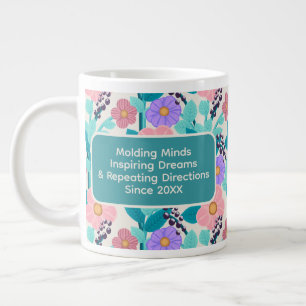 Floral Teacher Coffee Personalized Large Coffee Mug