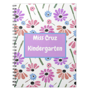 Floral Teacher Name/Grade Colorful  Notebook