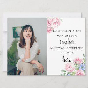 floral teacher photo appreciation from students  card