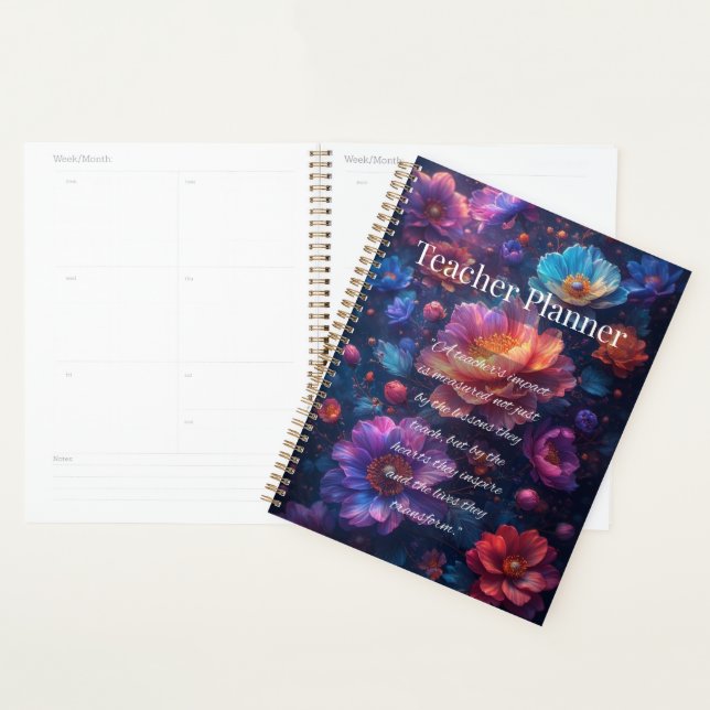 Floral Teacher Planner with Inspirational Quote (Display)