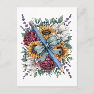 Floral Teacher  Postcard