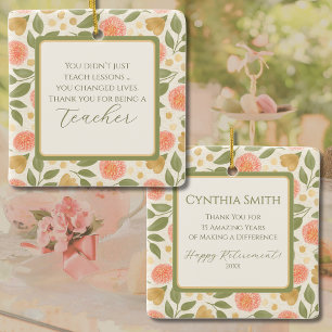 Floral Teacher Retirement Personalized Ornament