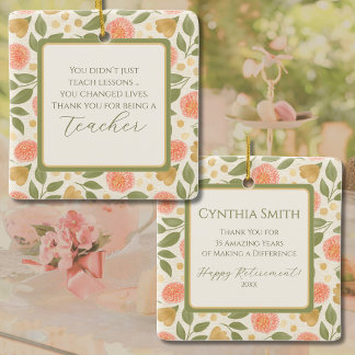 Floral Teacher Retirement Personalized Ornament 