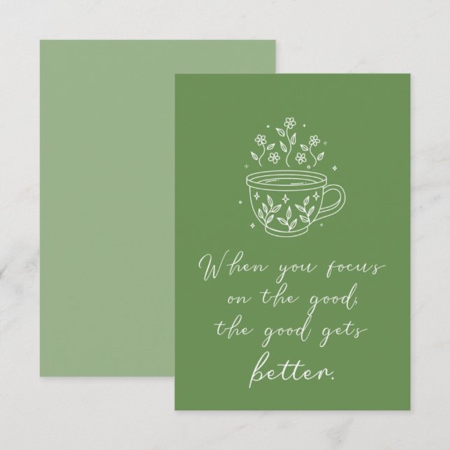 Floral Teacup Affirmation Positivity Card (Front/Back)