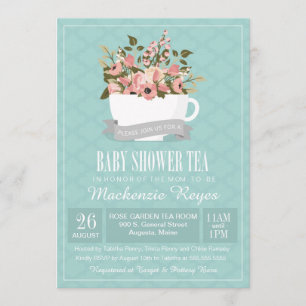 Floral Teacup Baby Shower Tea Invitation