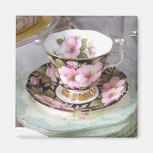 Floral teacup Fridge Magnet