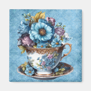 Floral Teacup Refrigerator Magnet