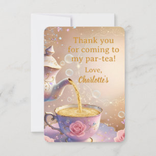Floral Teacup & Teapot - Pastel Elegant Tea Party Thank You Card