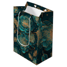 Floral Teal & Bronze Gift Bag
