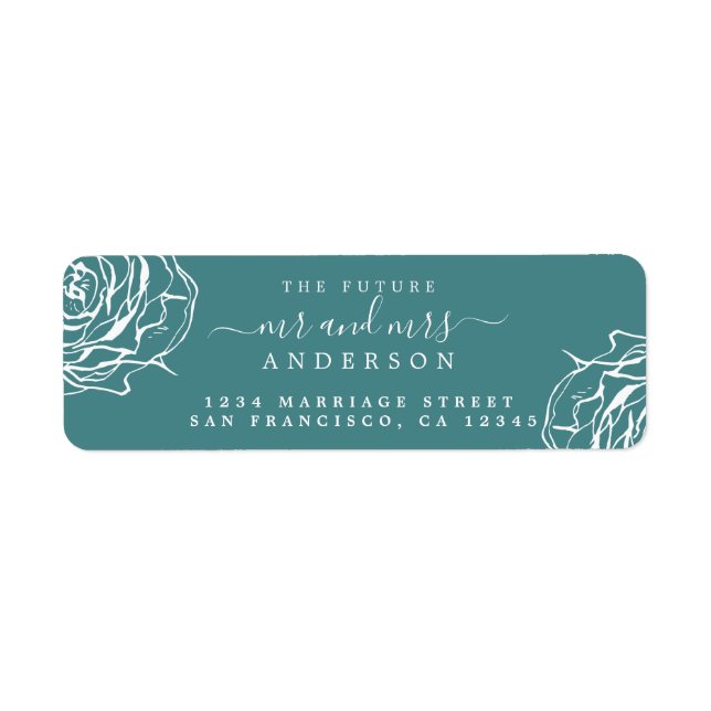 Floral Teal Future Mr Mrs Wedding Return Address (Front)