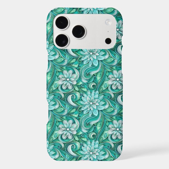 Floral teal leaf pattern  (Back)