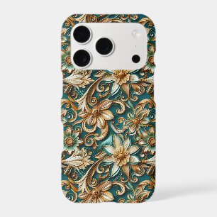 Floral teal leaf pattern