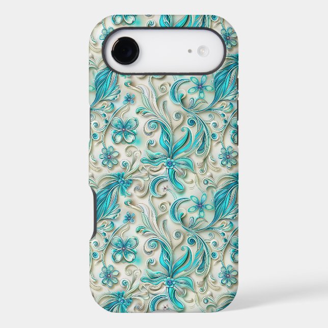 Floral teal leaf pattern  (Back)