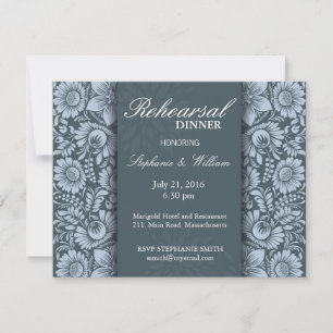 Floral Teal Rehearsal Dinner Card