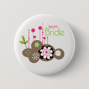 Floral Team Bride 2 Inch Round Button