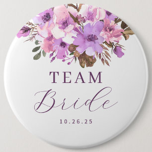 Floral Team Bride 6 Inch Round Button