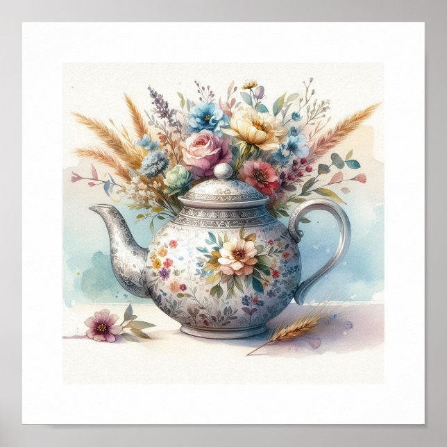 Floral Teapot 2 Poster (Front)