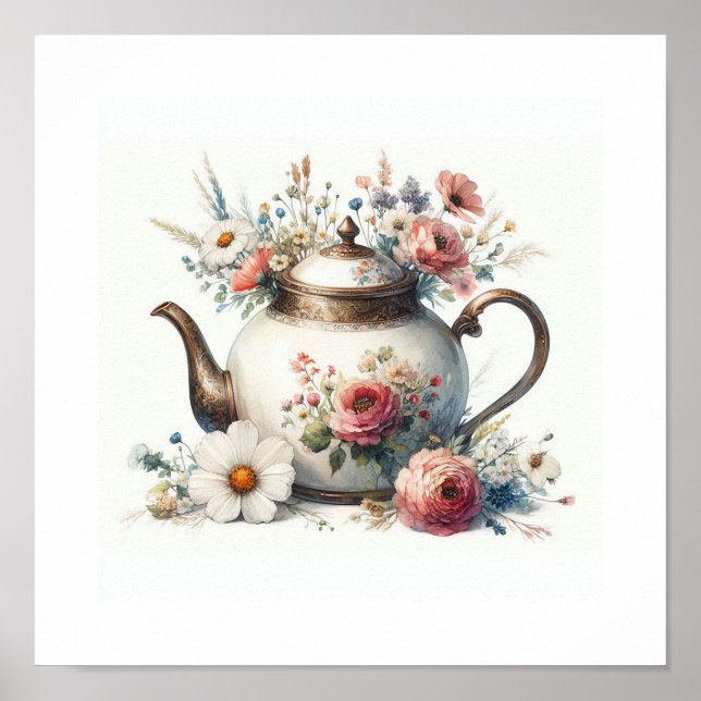 Floral Teapot 7 Poster (Front)