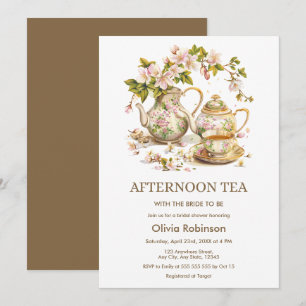 Floral Teapot Afternoon Tea Bridal Shower  Invitation