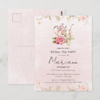 Floral Teapot Bridal Shower Tea Party Invitation