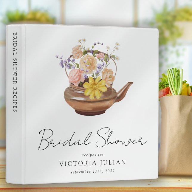 Floral Teapot Bridal Shower Tea Party Recipe Binder (Creator Uploaded)