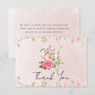 Floral Teapot Bridal Shower Tea Party Thank You Card