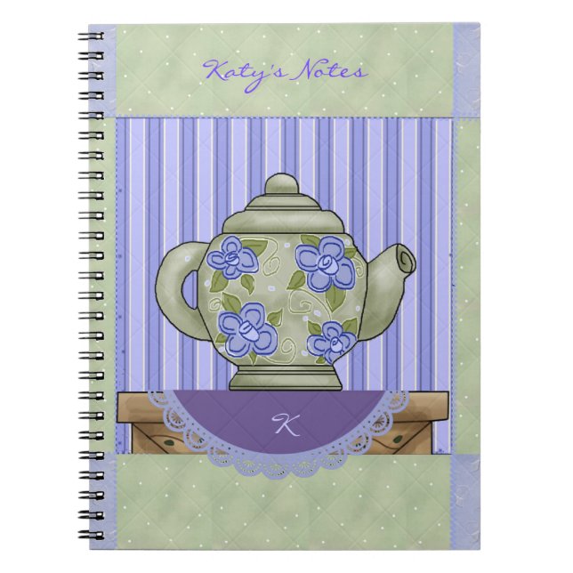 Floral Teapot Quilt Block Notebook (Front)