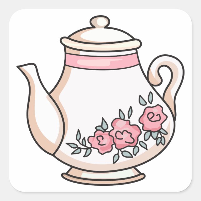 Floral Teapot Square Sticker (Front)