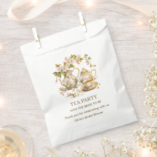 Floral Teapot Tea Party Bridal Shower Thank You Favour Bag