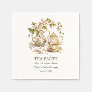 Floral Teapot Tea Party Time for Tea Baby Shower  Napkin
