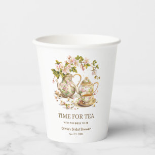 Floral Teapot Time for Tea Bridal Shower Paper Cups