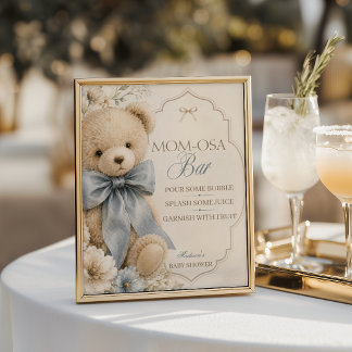 Floral Teddy Bear Mom-osa Bar Poster