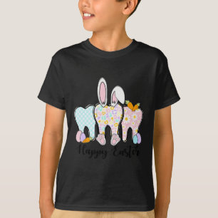 Floral Teeth Bunny Ears Dental Squad Happy Easter T-Shirt