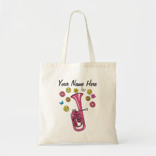 Floral Tenor Horn Hornist Brass Musician Custom Tote Bag