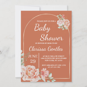 Floral Terracotta Baby Shower Invitation