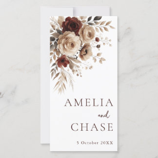 Floral Terracotta Bohemian Wedding Programme