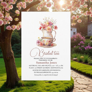 Floral Terracotta Boho Tea Party Bridal Shower  Invitation
