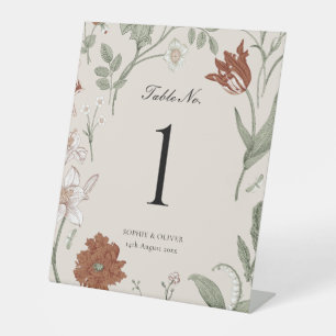 Floral Terracotta Table Numbers Pedestal Sign