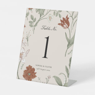 Floral Terracotta Table Numbers Pedestal Sign