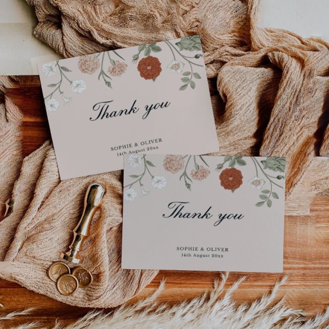 Floral Terracotta Thank You Cards (Creator Uploaded)