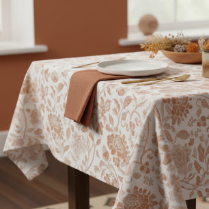 Floral Terracotta Toile Pattern Tablecloth