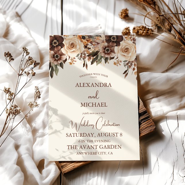 Floral Terracotta Wedding Invitation (Creator Uploaded)