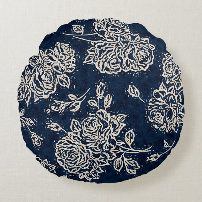 Floral texture repeat modern patternbackground,bat round pillow (Front)