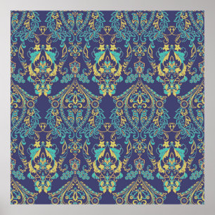 Floral textured. Damask Seamless vintage pattern. Poster