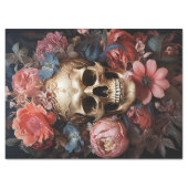 Floral Textured Skull Decoupage Tissue Paper (Front)